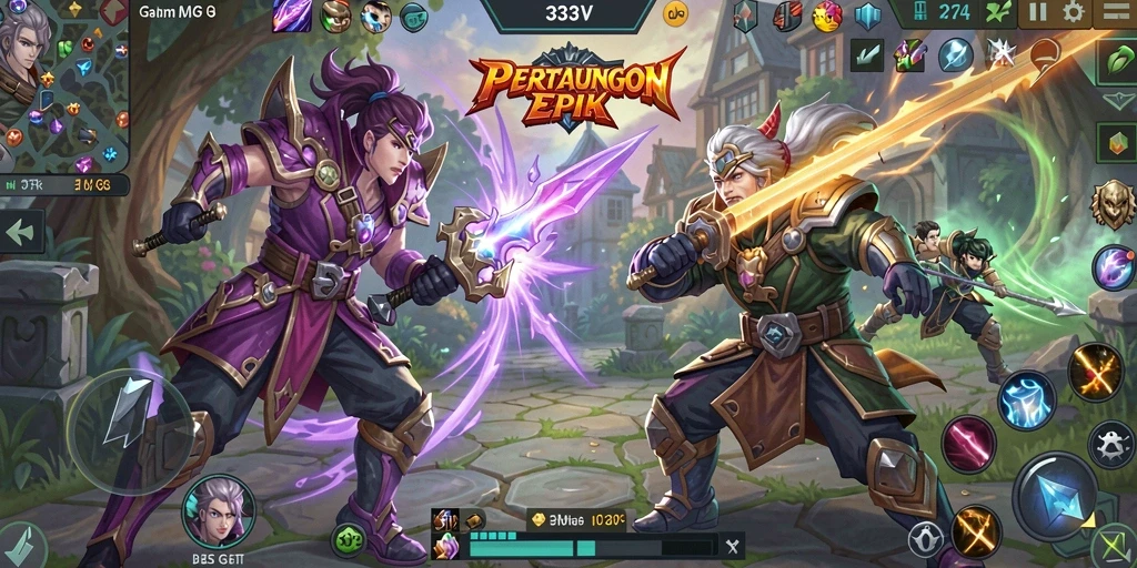 Screenshot gameplay epik dari 333V yang menunjukkan pertarungan seru.