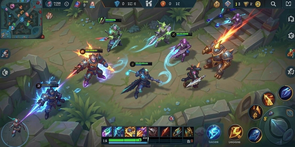 Screenshot gameplay seru dari 7CONE yang menunjukkan aksi pertempuran.