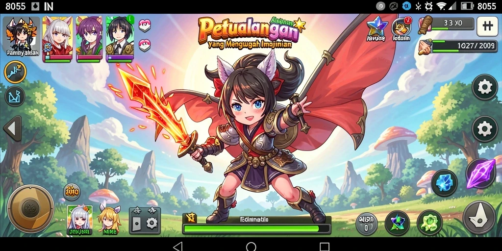 Tampilan gameplay 8055 yang menakjubkan dan penuh warna.