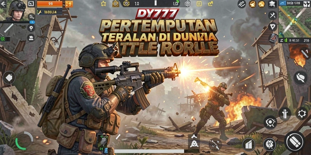 Tampilan seru gameplay DY777 dengan aksi Battle Royale yang mendebarkan.