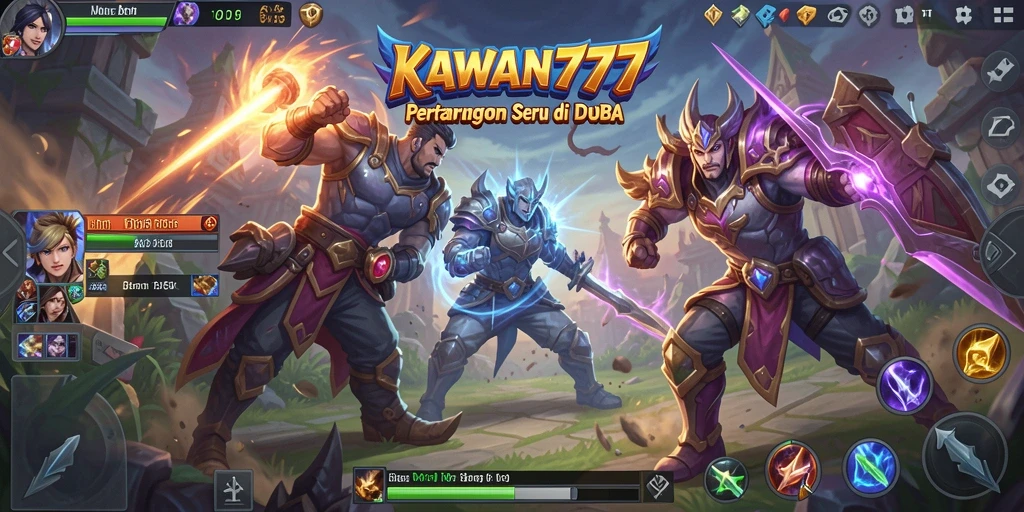 Screenshot gameplay KAWAN777 yang menampilkan pertarungan tim yang intens.