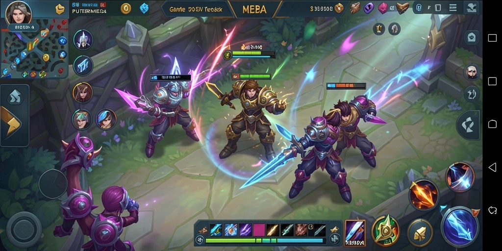 Tangkapan layar gameplay PUTERMEGA yang menampilkan pertarungan tim yang seru.