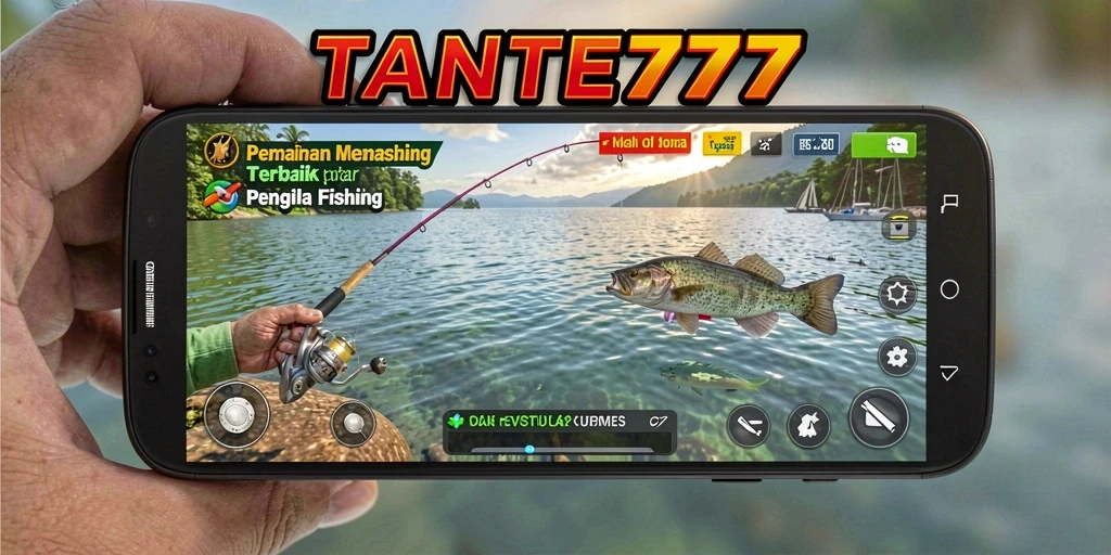 Tampilan menarik dari gameplay TANTE777 menampilkan keseruan memancing.