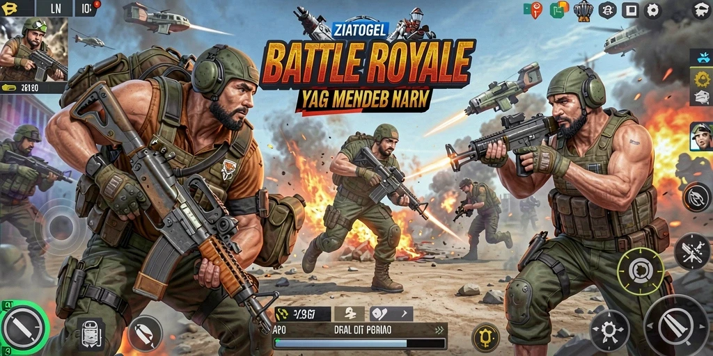 Tampilan seru gameplay ZIATOGEL di arena Battle Royale.